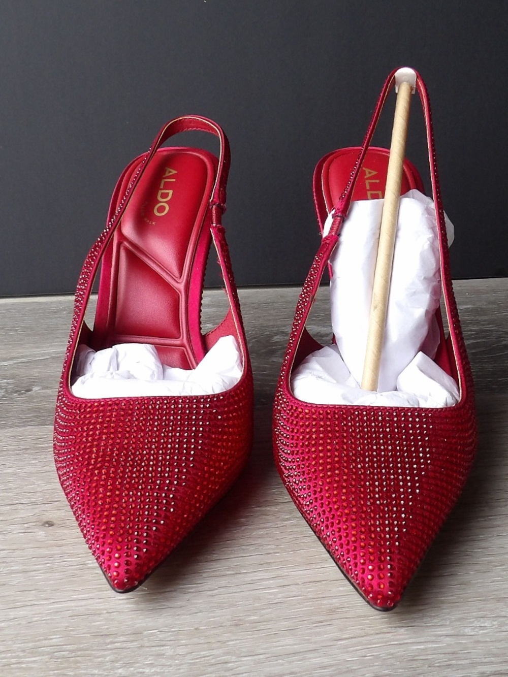 Aldo red bedazzled heels